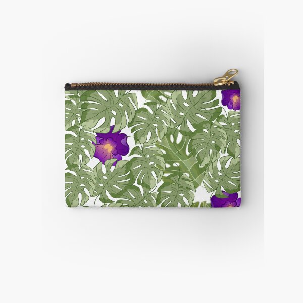Item preview, background tropical adam leaves and purple orchids designed and sold by bohemedesign.