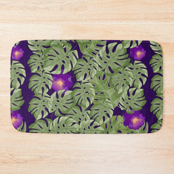 Item preview, background tropical adam leaves and purple orchids designed and sold by bohemedesign.