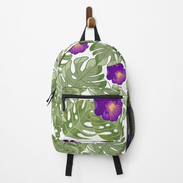Item preview, background tropical adam leaves and purple orchids designed and sold by bohemedesign.