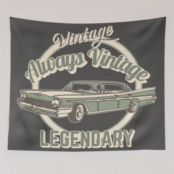 Item preview, Always Vintage Legendary Pale Green Car Design And Slogan designed and sold by TrulyEpoque.
