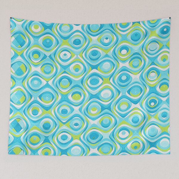 Item preview, Mid Century Modern Wallpaper pattern Blue Green Eye Swirls, Abstract Glass Bead Pattern,  designed and sold by Nostrathomas66.