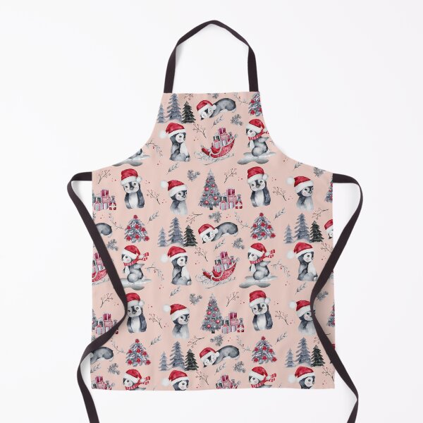 Item preview, Penguins in Santa Hats Blush Pink Winter Scene Pattern designed and sold by HHeartsDesigns.