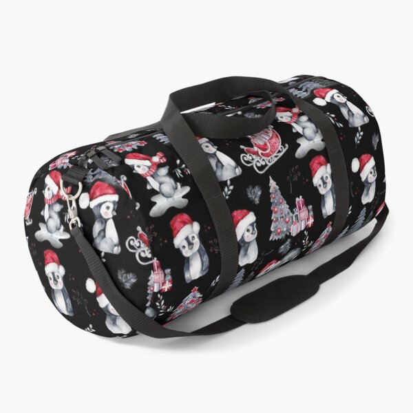 Item preview, Penguins in Santa Hats Black Winter Scene Pattern designed and sold by HHeartsDesigns.