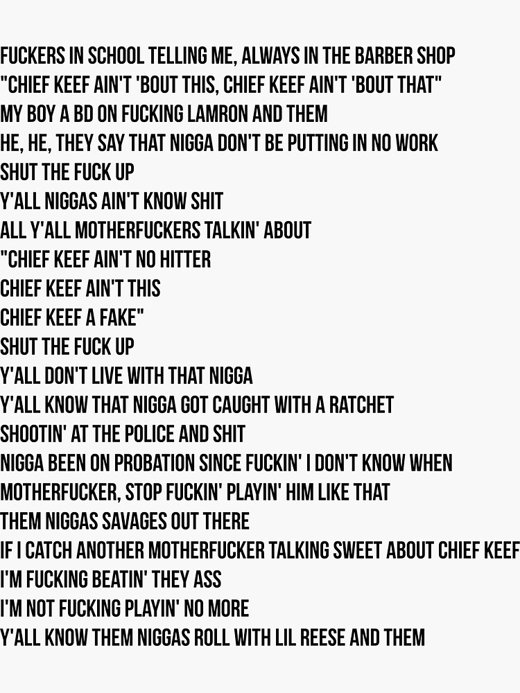 &ldquo;Chief Keef Love Sosa Intro Lyrics&rdquo; Sticker for Sale by TDA-Graphics