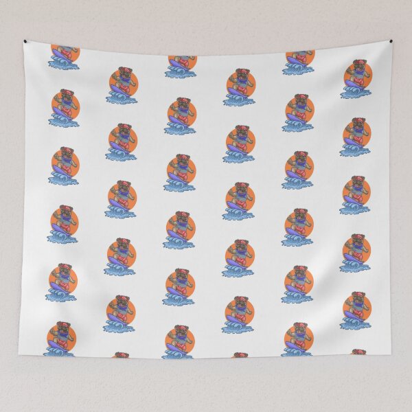 Item preview, Funny Cute Pug Surfing On The Waves - Pug Surfing designed and sold by AR Studios.