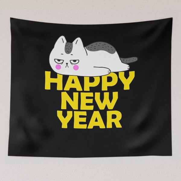Item preview, Happy New Year cat designed and sold by Alex-Creare.