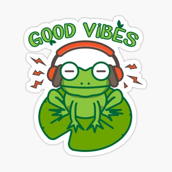 Good vibes headphones frog Sticker