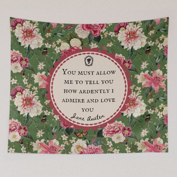 Item preview, Jane Austen Love Quote, You must allow Me To Tell You How Ardently I Admire and Love You, Pride and Prejudice, Mr Darcy, Lizzie Bennett, Vintage Floral Flowers designed and sold by CultandObscure.