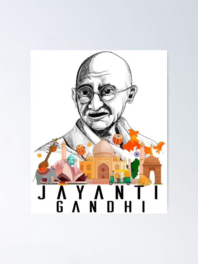 Gandhi Jayanti Drawing|| Gandhi Jayanti Poster Drawing idea||Gandhi Jayanti  Calligraphy Letters - YouTube