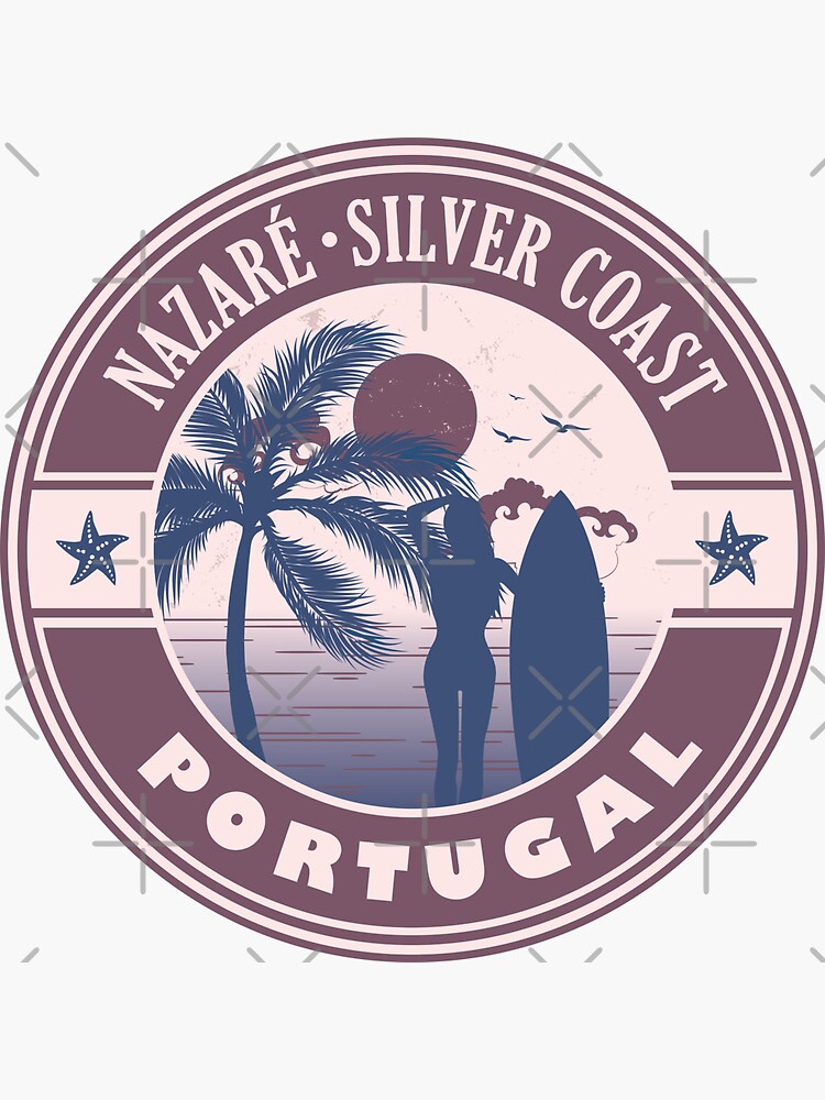 "Nazare Silver Coast Portugal Summer Surf Design" Sticker for Sale by