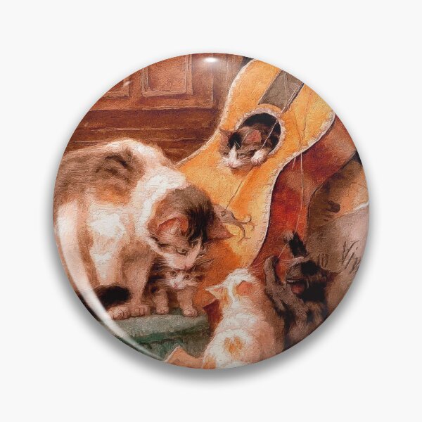 Item preview, Mama Cat Kittens and Guitar - Painterly Interpretation of The Musicians designed and sold by SeaChangeDesign.