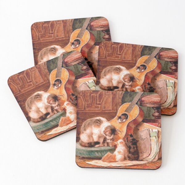Item preview, Mama Cat Kittens and Guitar - Painterly Interpretation of The Musicians designed and sold by SeaChangeDesign.