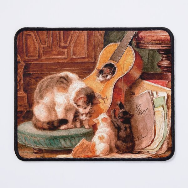 Item preview, Mama Cat Kittens and Guitar - Painterly Interpretation of The Musicians designed and sold by SeaChangeDesign.