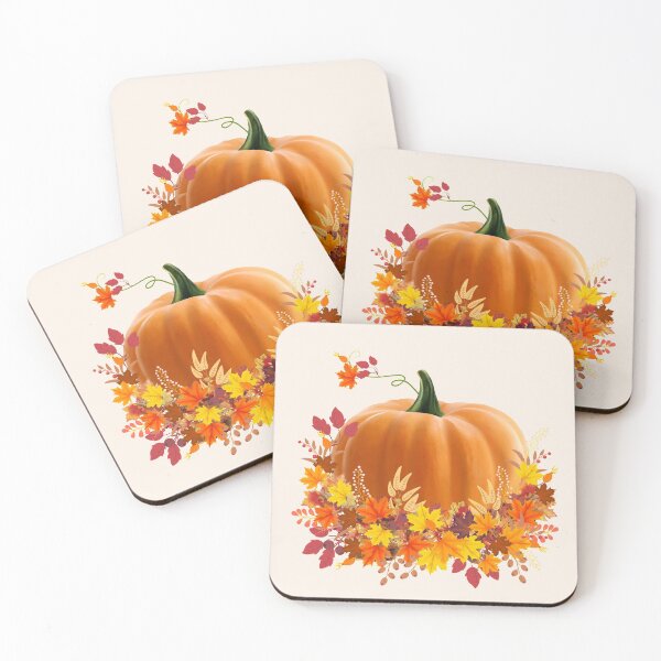 Item preview, Pumpkin and colorful autumn leaves, autumn is coming, pumpkins, halloween, fall, autumn, orange designed and sold by Collagedream.