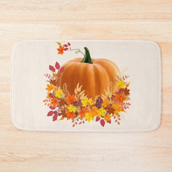 Item preview, Pumpkin and colorful autumn leaves, autumn is coming, pumpkins, halloween, fall, autumn, orange designed and sold by Collagedream.