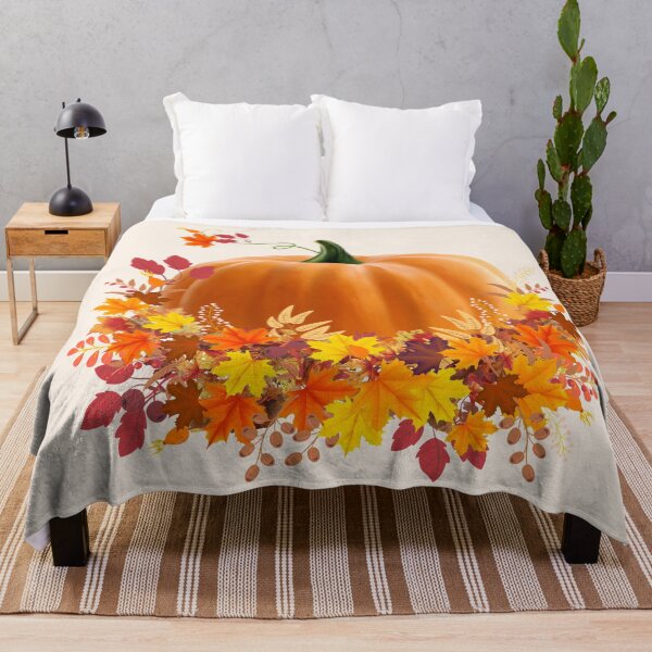 Item preview, Pumpkin and colorful autumn leaves, autumn is coming, pumpkins, halloween, fall, autumn, orange designed and sold by Collagedream.