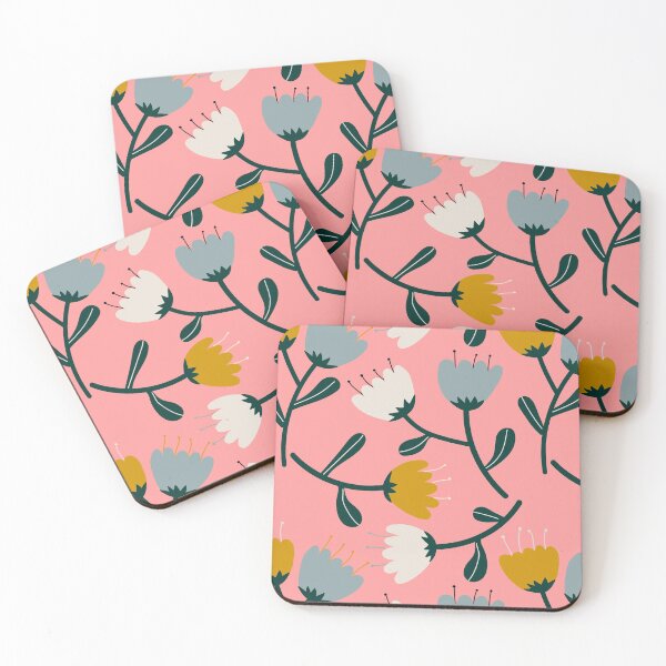 Item preview, Сute  decorative pattern with colorful flowers  on pink background in  minimalistic  style . Flower repeated texture  designed and sold by BychkovaEvgenia.