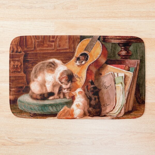 Item preview, Mama Cat Kittens and Guitar - Painterly Interpretation of The Musicians designed and sold by SeaChangeDesign.