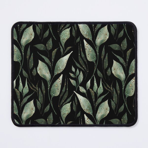 Item preview, Green watercolor leaves on black designed and sold by Gribanessa.