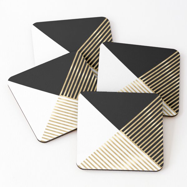 Item preview, Modern Black White Geometric Gold Stripes designed and sold by NdesignTrend.