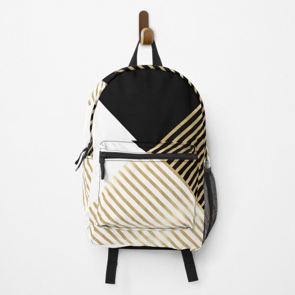 Item preview, Modern Black White Geometric Gold Stripes designed and sold by NdesignTrend.