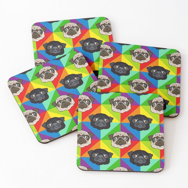 Item preview, Rainbow Geometric Pug pattern / print designed and sold by FivePugs.
