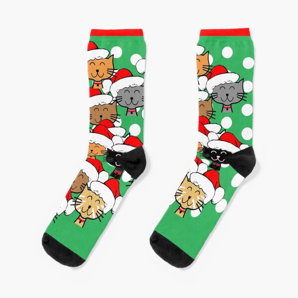 Item preview, Christmas Cats with Santa Claus Hats designed and sold by SOCKSbySBD.