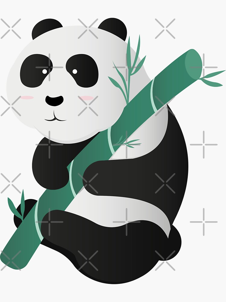 Kawaii Panda Hugging Bamboo Sticker For Sale By M Rzuqicherose Redbubble