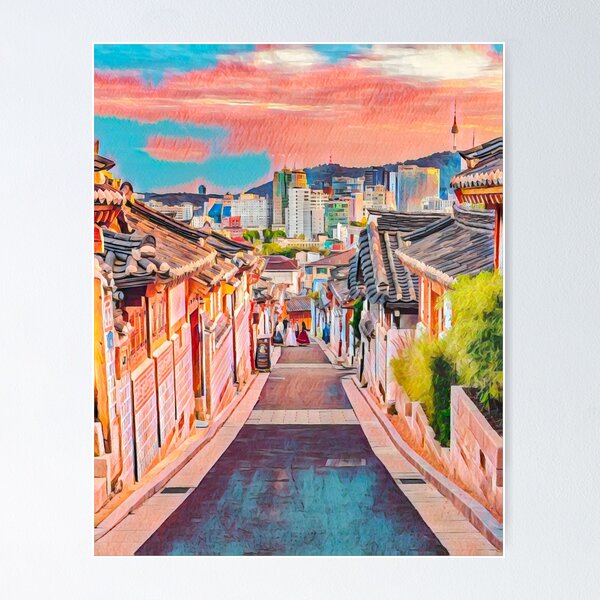 Item preview, Bukchon Hanok Village designed and sold by Sofia-Draws.