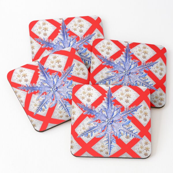 Item preview, BLUE SNOWFLAKE PATTERN RED ART designed and sold by sharlesart.