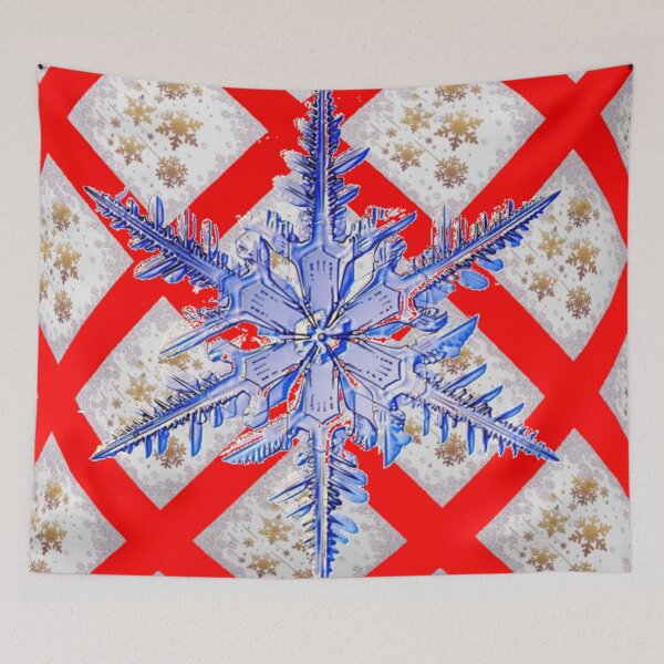 Item preview, BLUE SNOWFLAKE PATTERN RED ART designed and sold by sharlesart.