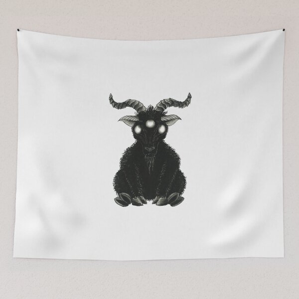 Item preview, Cute Baphomet chubby goat Fur Monster ink drawing Artprint designed and sold by Backcorner.