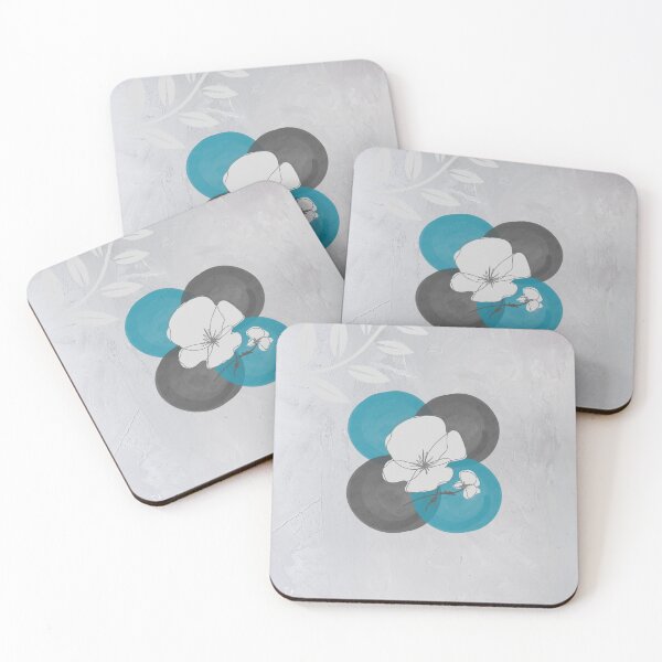 Item preview, Contemporary Teal and Gray Floral designed and sold by PBJArt.