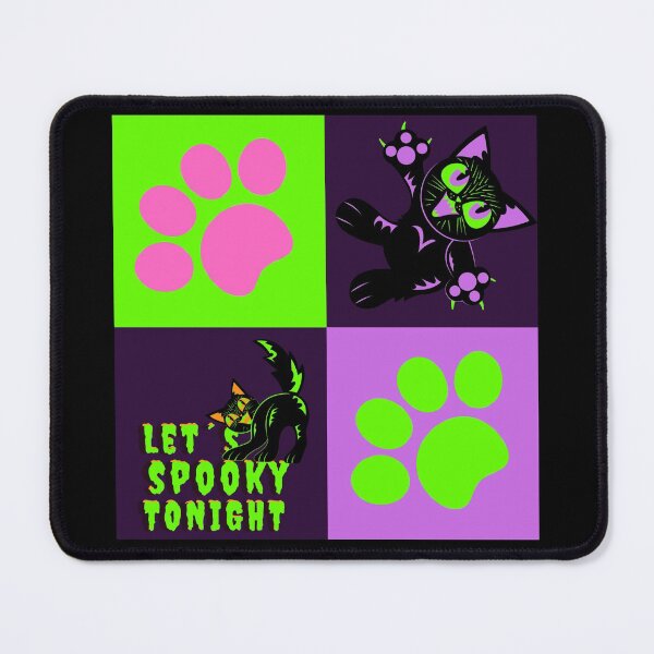 Item preview, Let´s Cat Spooky 2N8 (Tonight) with Crazy Cat and Cats Paws in Vivid Colors  designed and sold by HMadeArtSON.