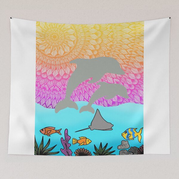 Artikelvorschau, Delphinleben | Strandkunst | Ozeankunst | tropische Kunst | Zentangle-Kunst entworfen und verkauft von lucysbohodesign.