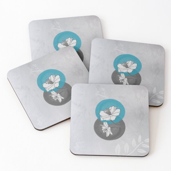 Item preview, Contemporary Teal and Gray Floral designed and sold by PBJArt.