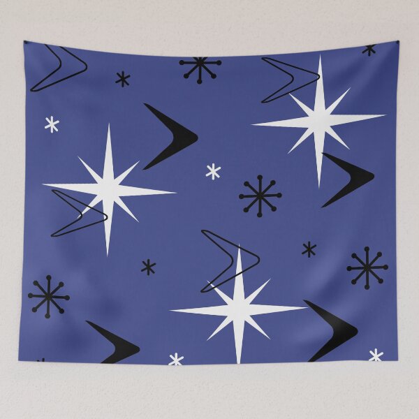 Item preview, Mid Century Modern Boomerangs Indigo Blue designed and sold by thepixelgarden.