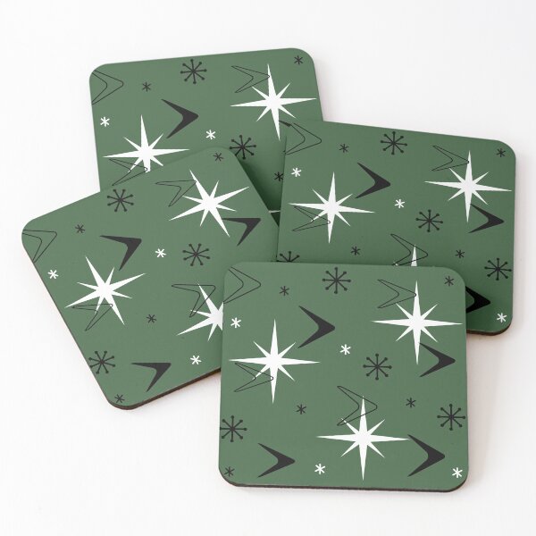 Item preview, Mid Century Modern Boomerangs Forest Green designed and sold by thepixelgarden.