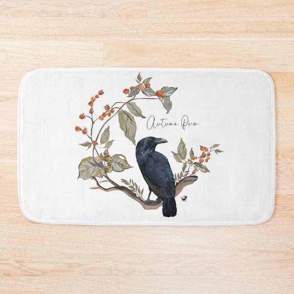 Item preview, Raven in circle of autumn leaves illustration designed and sold by Alexandra Kueny.