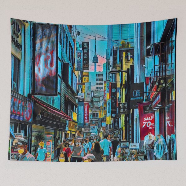 Artikelvorschau, Myeongdong Seoul entworfen und verkauft von Sofia-Draws.