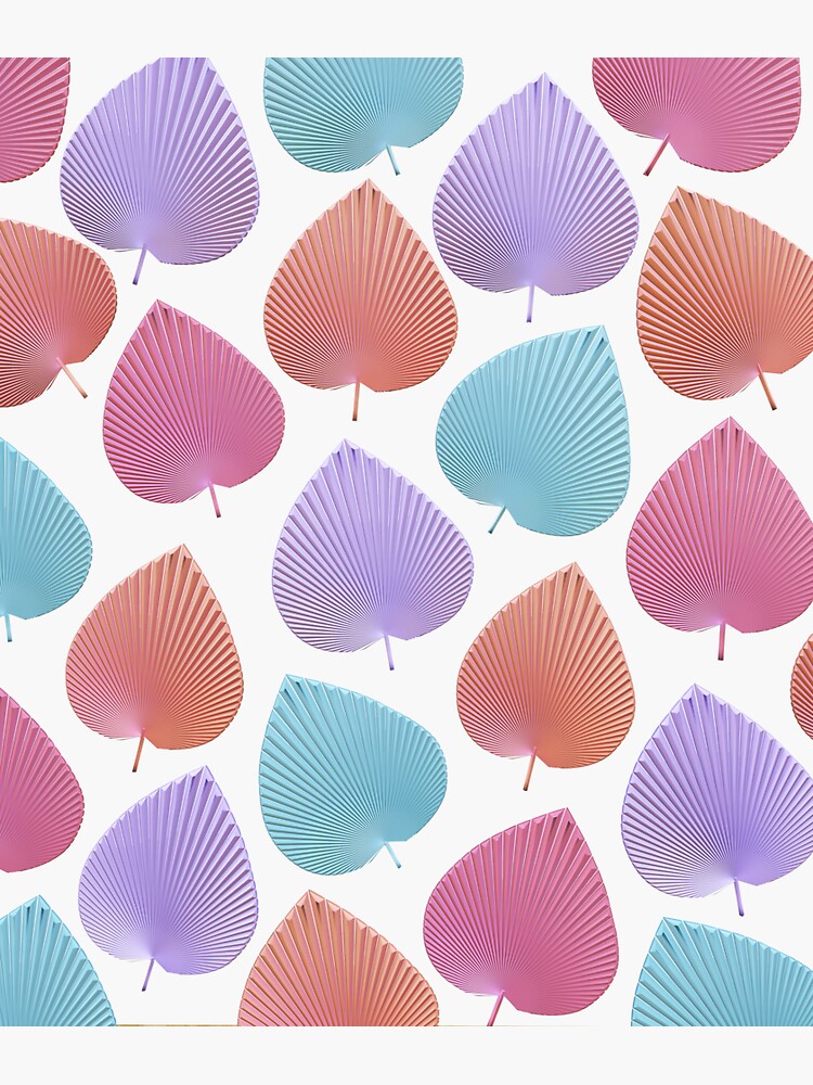 "multicolored dried flowers palm leaves, pink, blue, purple" Sticker