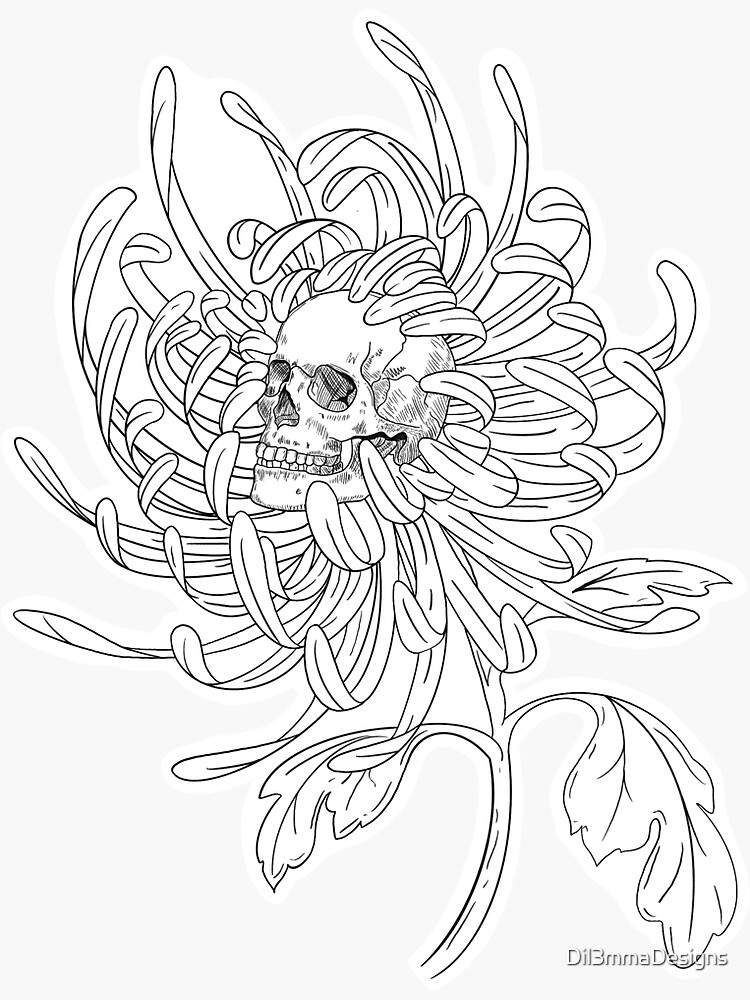 "Death of Chrysanthemum" Sticker for Sale by Dil3mmaDesigns Redbubble