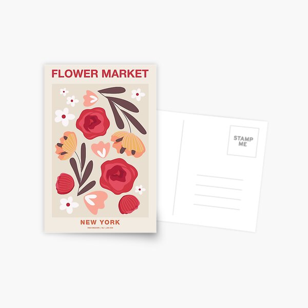 Blumenmarkt New York, Retro-Blumenposter Postkarte