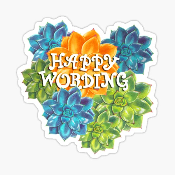Happy Wording Succulent Sticker