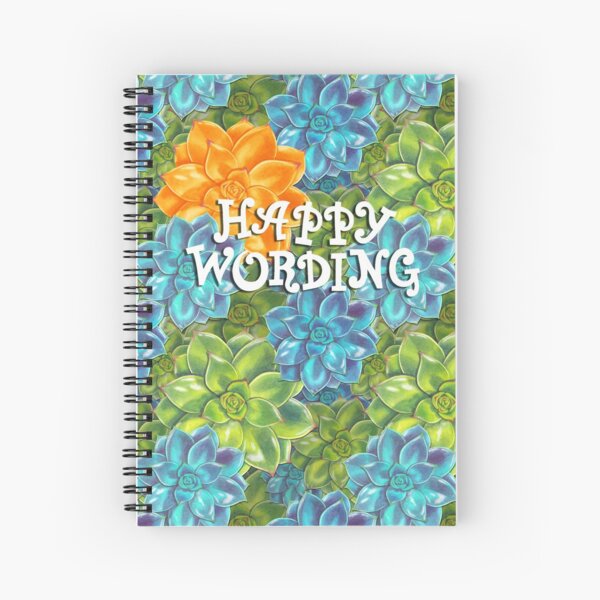 Happy Wording Succulent Spiral Notebook