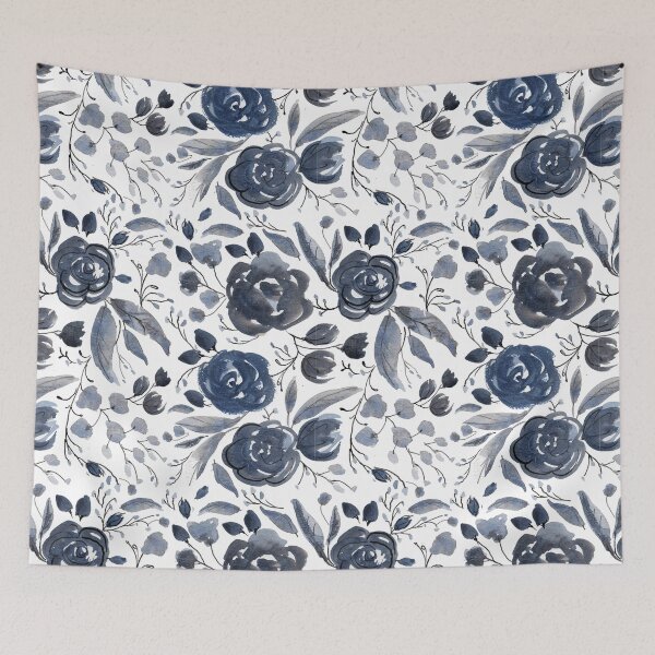 Item preview, Navy Blue and Black Floral Pattern designed and sold by Brigidmalloy.