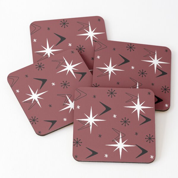 Item preview, Mid Century Modern Boomerangs Burgundy designed and sold by thepixelgarden.