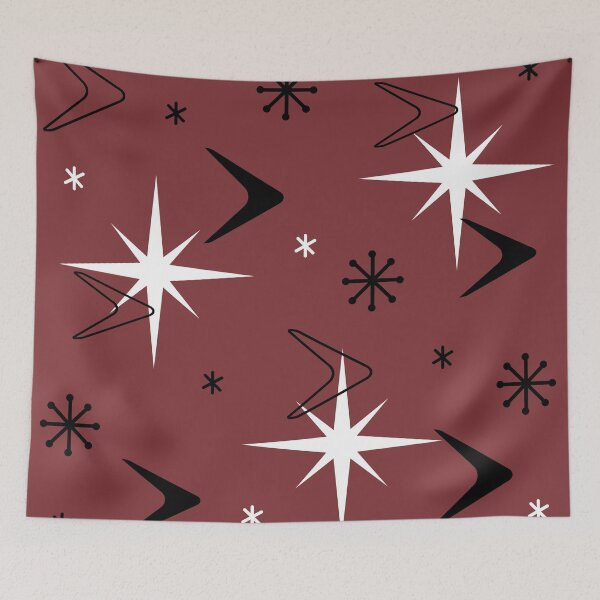 Item preview, Mid Century Modern Boomerangs Burgundy designed and sold by thepixelgarden.