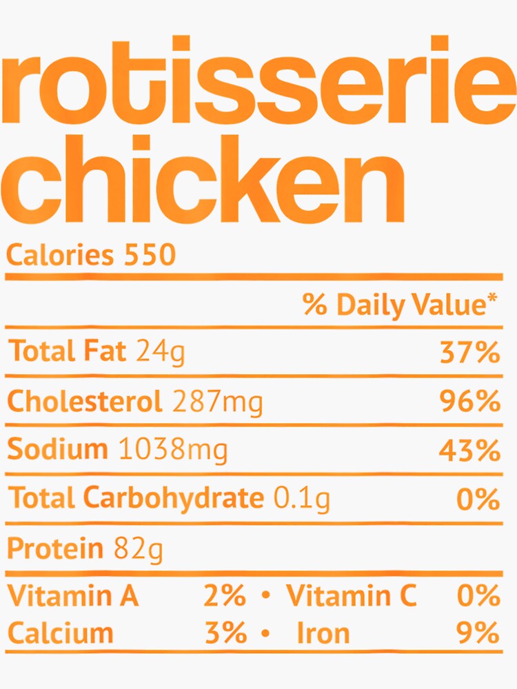 "Rotisserie Chicken Nutrition Facts Thanksgiving Christmas" Sticker for Sale by Jimmy99Tu
