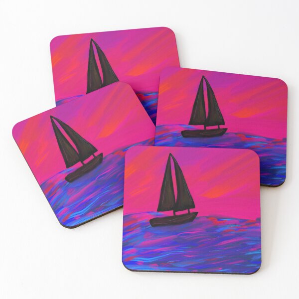 Item preview, Sailboat Sunrise Sunset Waves Ocean Bright Art Painting designed and sold by hopecope.